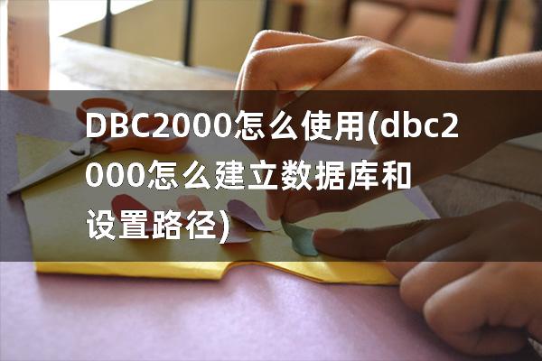 DBC2000怎么使用(dbc2000怎么建立数据库和设置路径)